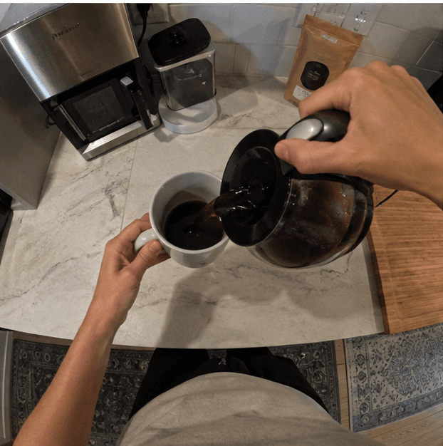 Pouring coffee